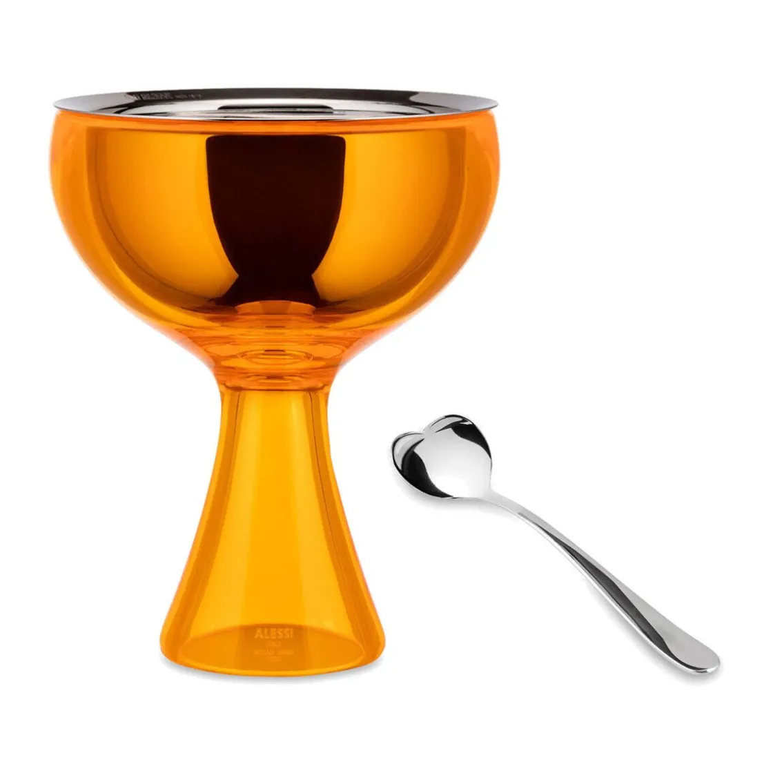 Alessi Eisbecher mit Löffel orange Big Love