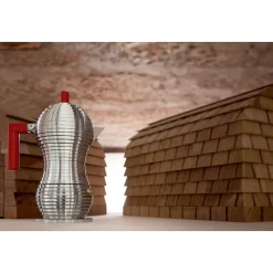 Espressokocher<Alessi Espressokocher 1 Tasse Griff rot Pulcina