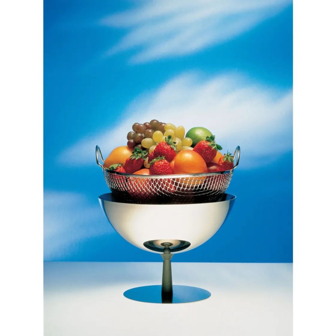 Alessi Obstschale / Sieb. Schwarz.Fuss