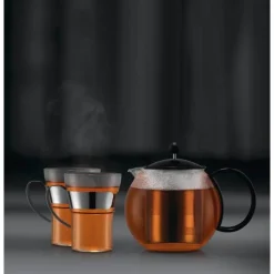 Teekannen|Teekannen<Bodum Teebereiter mit Metallsieb 1,0 l Assam schwarz