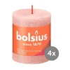 Weihnachtskerzen<Bolsius 4er Pack Stumpenkerze 80/68 Rustik Shine nebliges rosa 04