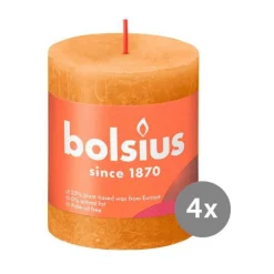 Weihnachtskerzen<Bolsius 4er Pack Stumpenkerze 80/68 Rustik Shine honigwabengelb 19
