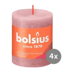 Bolsius 4er Pack Stumpenkerze 80/68 Rustik Shine eschen rose 39