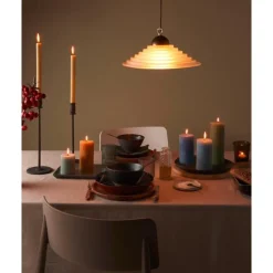 Bolsius 4er Pack Stumpenkerze 130/68 Rustik Shine herbstliches orange 35