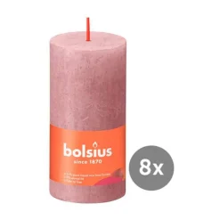 Bolsius 8er Pack Stumpenkerze 100/50 Rustik Shine eschen rose 39