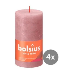Weihnachtskerzen<Bolsius 4er Pack Stumpenkerze 130/68 Rustik Shine eschen rose 39