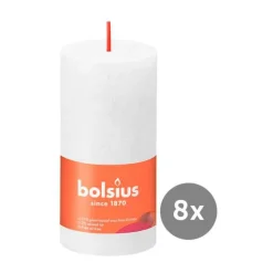 Weihnachtskerzen<Bolsius 8er Pack Stumpenkerze 100/50 Rustik Shine wolkiges weiß 02