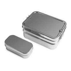 Brotdosen<Brotzeit Lunchbox 3in1 Edelstahl 18x13,5x8cm
