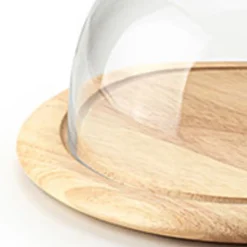 Servierplatten<Continenta Käseglocke 2 tlg. Holz / Glas 26cm