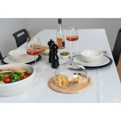 Servierplatten<Continenta Käseglocke 2 tlg. Holz / Glas 26cm