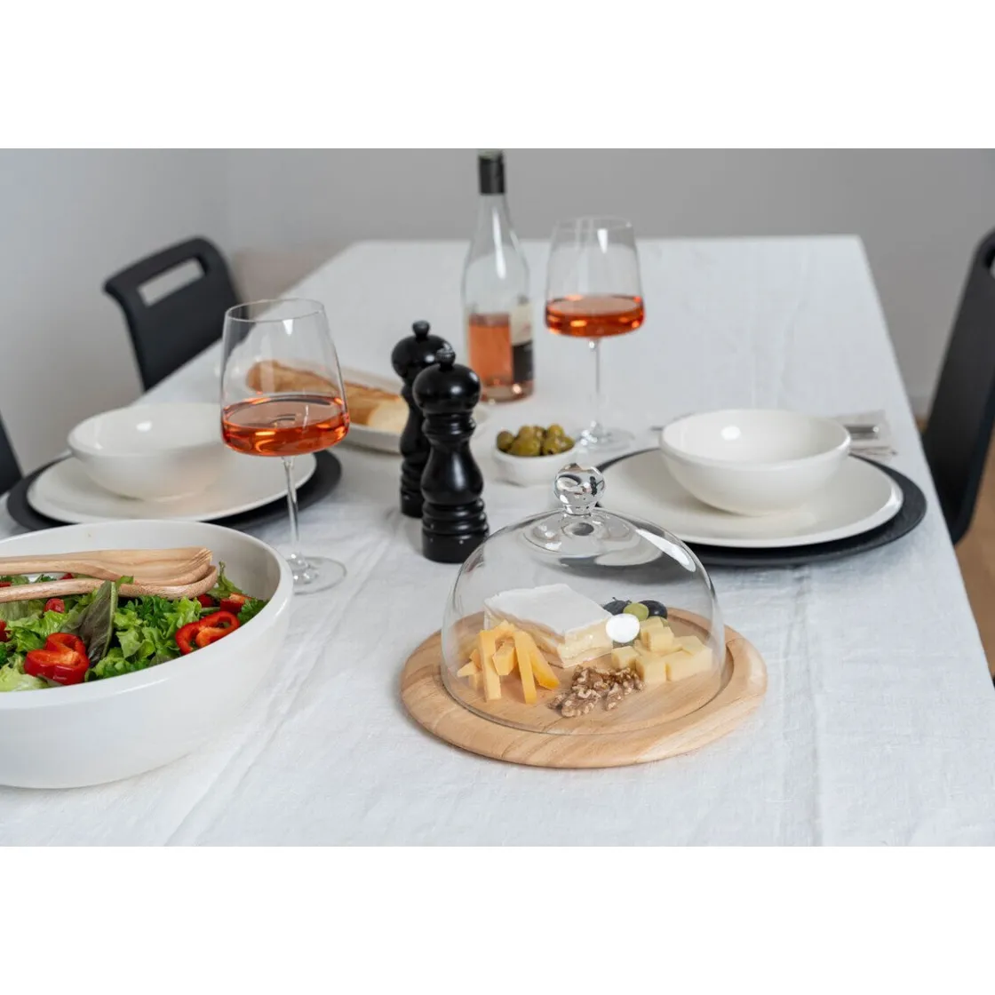 Servierplatten|Antipasti Geschirr<Continenta Käseglocke 2 tlg. Holz / Glas 20cm H 14cm
