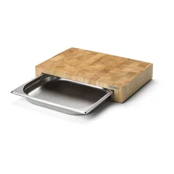 Continenta Schneidebrett mit Schublade 39x27x6 cm Stirnholz