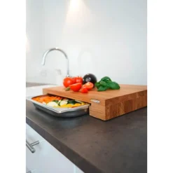 Continenta Schneidebrett mit Schublade 39x27x6 cm Stirnholz