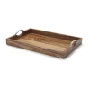 Sommertafel<Continenta Tablett m. Metallgriffen Akazie geölt 53 x 36 x 5 cm