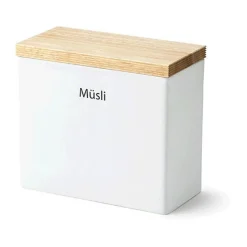 Continenta Vorratsdose quadrat. 20x10x18,5cm Keramik/Holzdeckel
