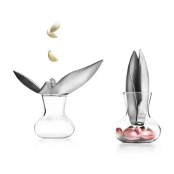 Eva Solo Knoblauchpresse Edelstahl mit Glaskrug