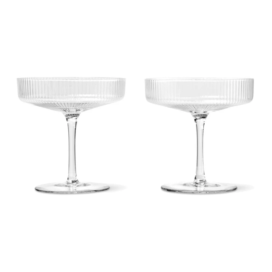 ferm LIVING Champagnerschale 2er-Set Ripple klar