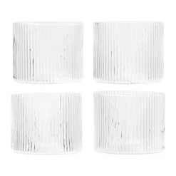 ferm LIVING Glas 4er-Set Ripple klar