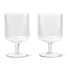Silvesterparty|Weihnachtsgeschirr<ferm LIVING Weingläser 2er-Set Ripple klar