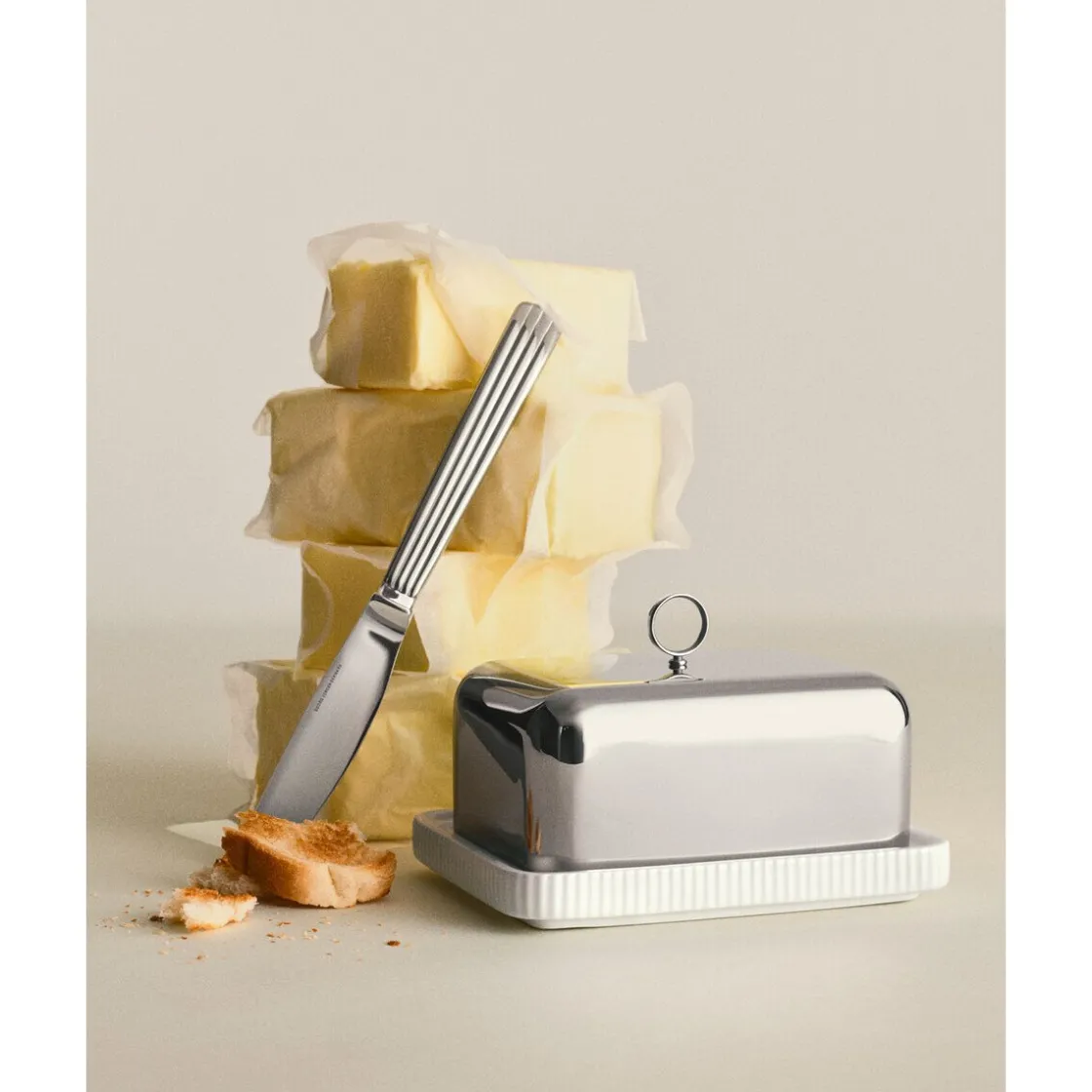 Butterdosen<Georg Jensen Butterdose 250 g Bernadotte edelstahl