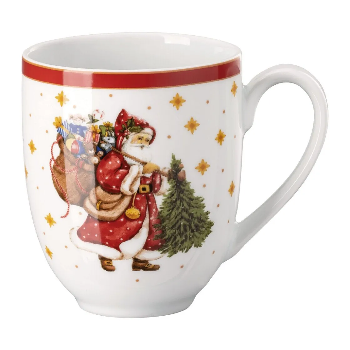 Becher|Weihnachtsgeschirr<Hutschenreuther Henkelbecher 0,4 l Happy Wintertime Red