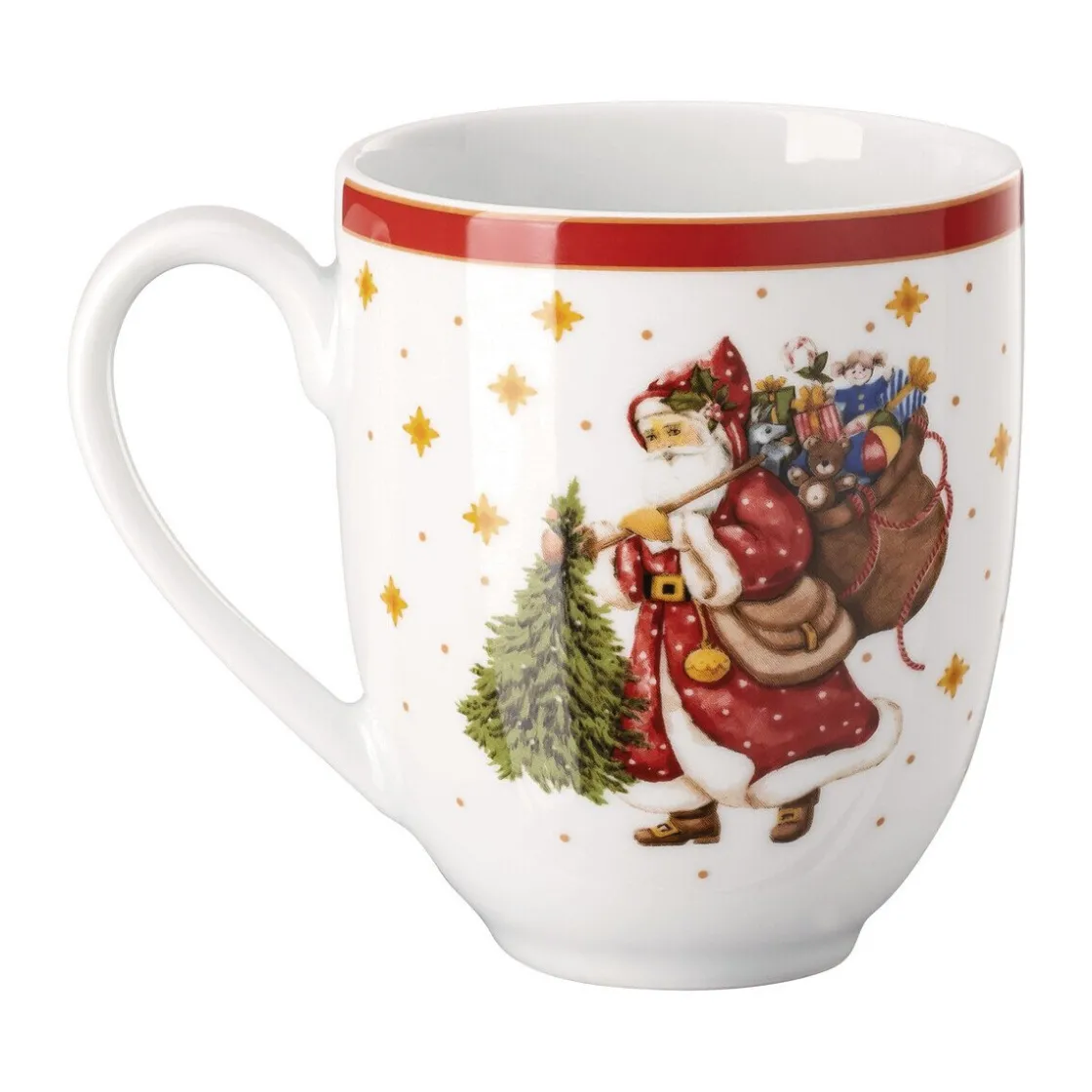 Becher|Weihnachtsgeschirr<Hutschenreuther Henkelbecher 0,4 l Happy Wintertime Red
