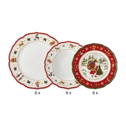 Weihnachtsgeschirr<Hutschenreuther Teller-Set 18-tlg. Happy Wintertime Red