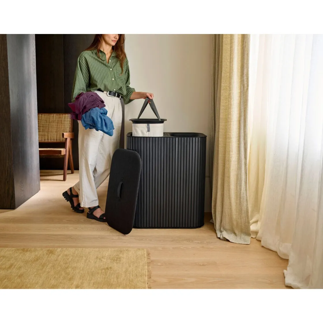 Neuheiten<Joseph Joseph Wäschetrennkorb 90,0 l Tota Twin Luxe schwarz