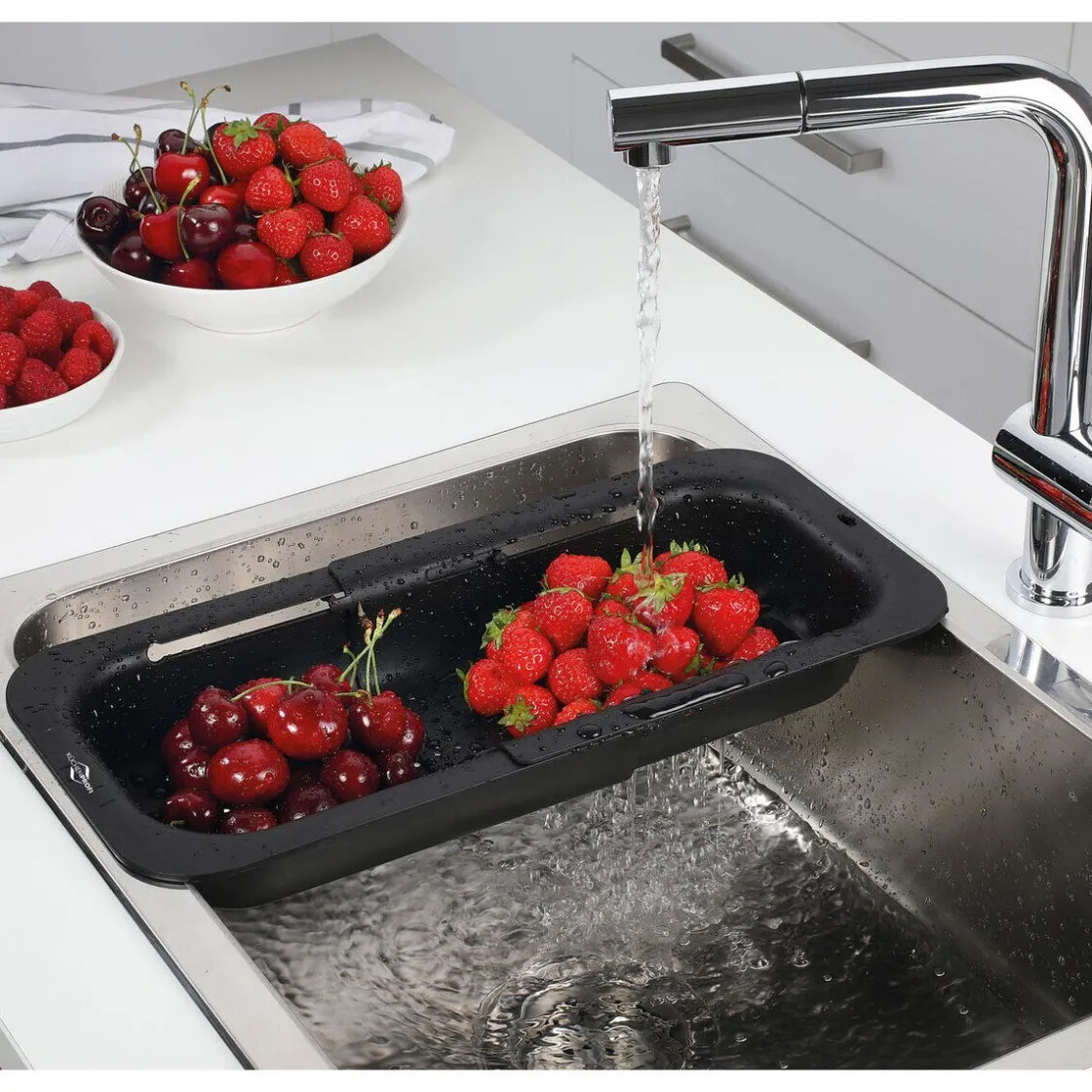 Küchenprofi Ausziehbares Spülbeckensieb 34x20x7 cm schwarz