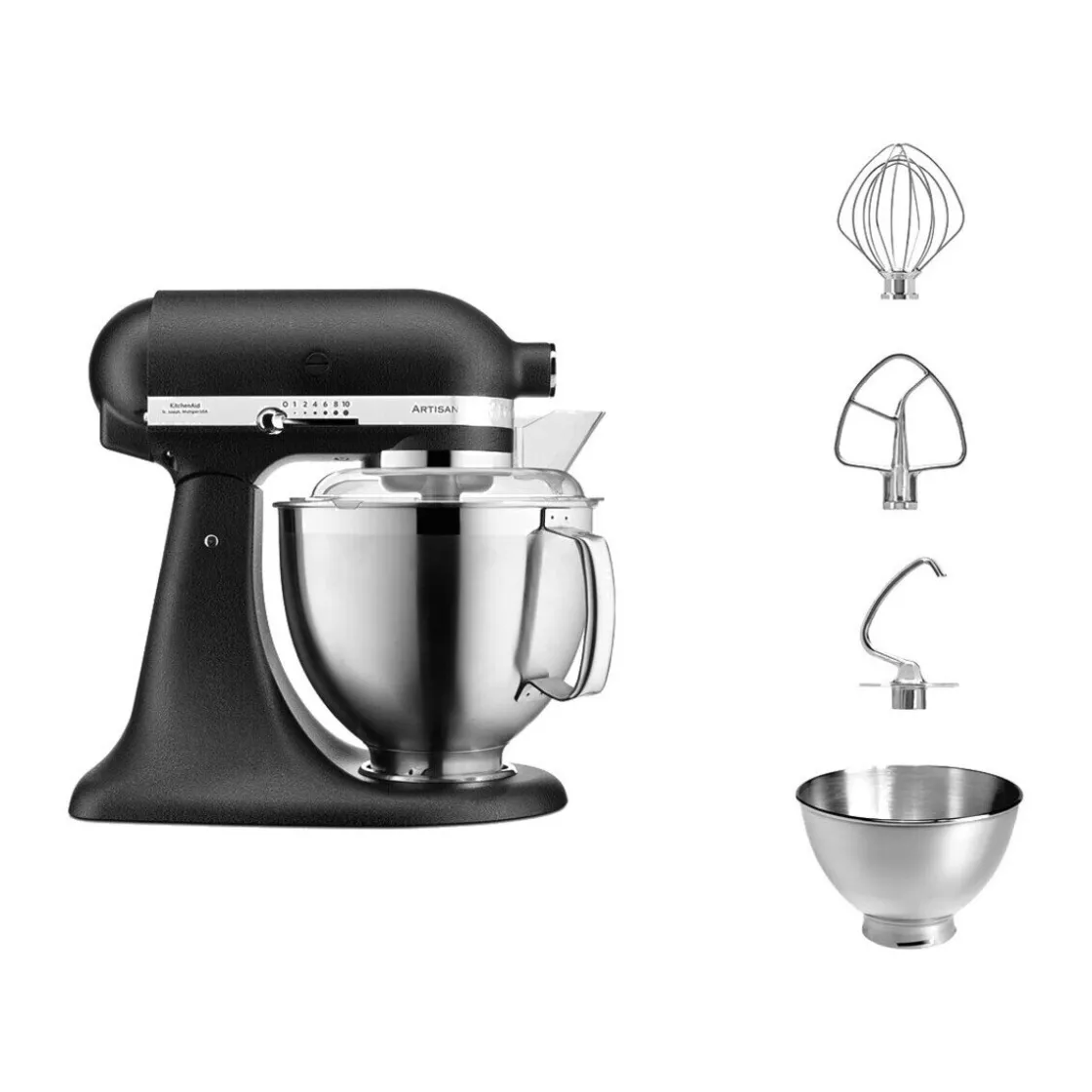 Kochwelt Entdecken<KitchenAid Küchenmaschine 4,8 l 300 W Artisan Premium Gusseisen Schwarz