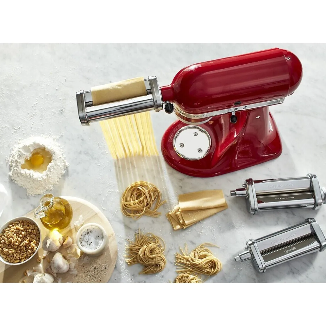 Kochwelt Entdecken<KitchenAid Nudelvorsatz 5KSMPRA mit 3 Walzen Edelstahl