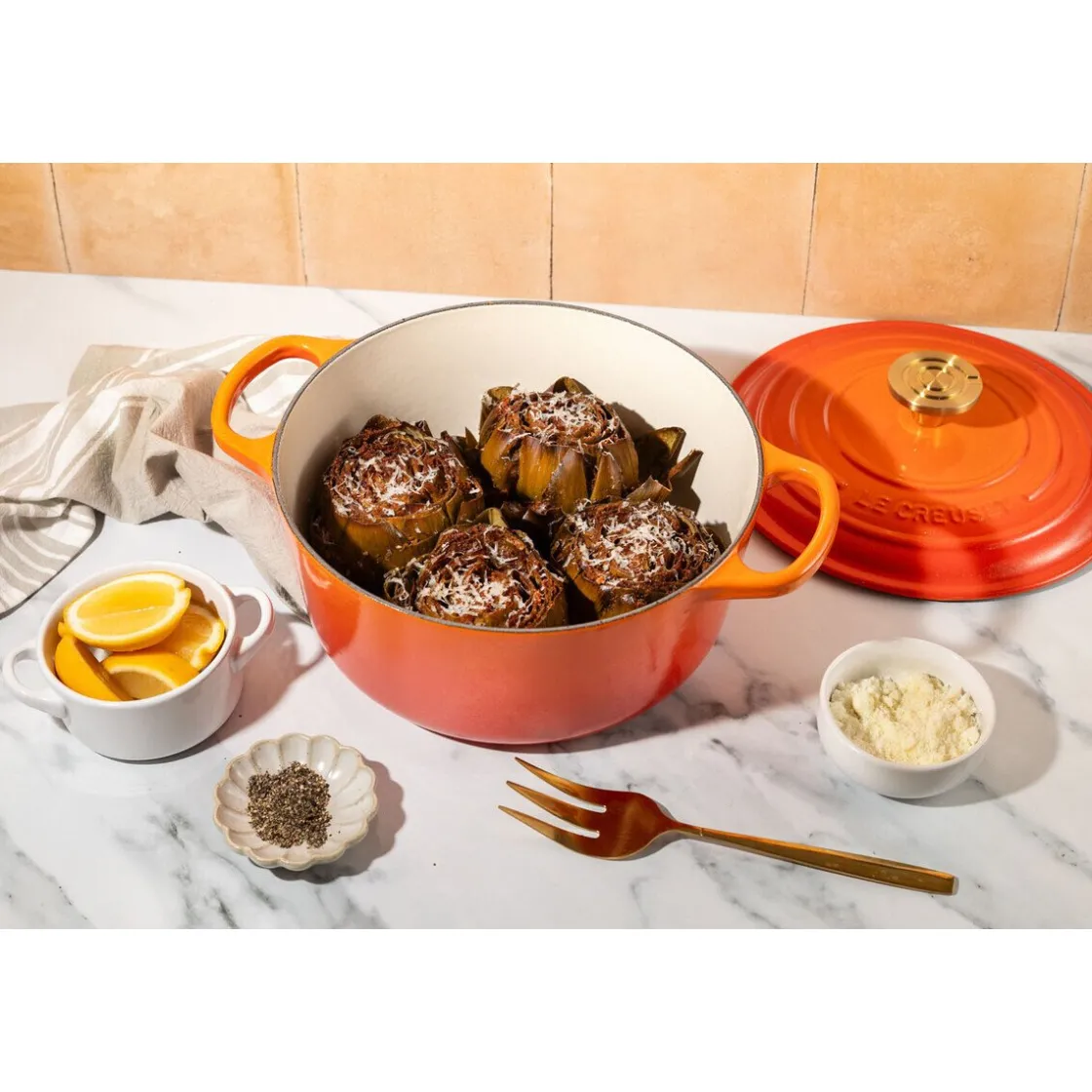 Kochwelt Entdecken<Le Creuset Bräter mit Deckel 20 cm Signature Limited Edition Flamme Dorée