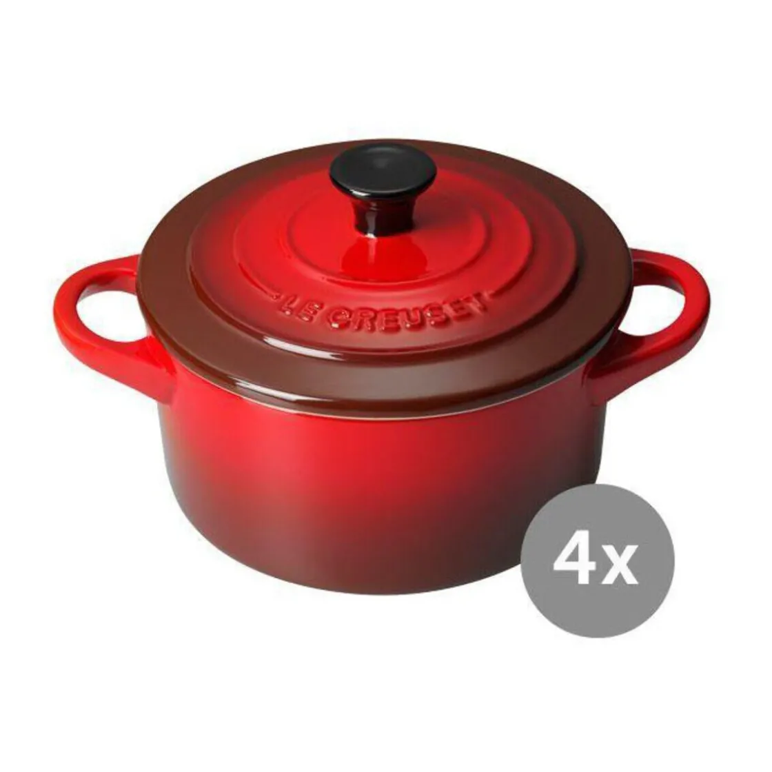 Le Creuset Mini Cocotte 4er-Set Kirschrot