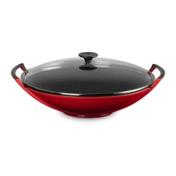 Le Creuset Wok mit Glasdeckel 36 cm Kirschrot
