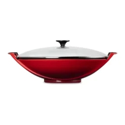 Le Creuset Wok mit Glasdeckel 36 cm Kirschrot