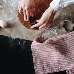 Küchentextil<Linen Tales Leinen-Geschirrtuch 45x65 cm Red Natural Stripes