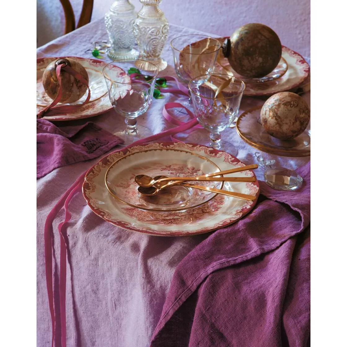 Lovely Linen Tischdecke 100x100 cm Lovely Altrosa