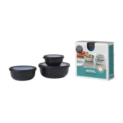 Schüsseln|Vorratsdosen<Mepal Starter Set Cirqula flach Multibowl 3tlg. nordic black
