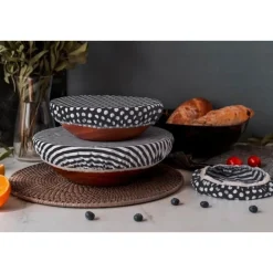 Brotkästen & Brotkörbe<Nuts Innovations AG Textildeckel 3er Set schwarz/weiß gestreift unbewachst