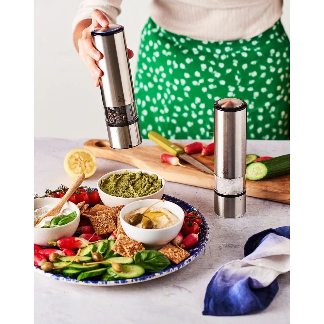 Peugeot Pfeffer- und Salzmühlen-Set 5-tlg. Elis Sense Duo Elektrisch u'Select edelstahl