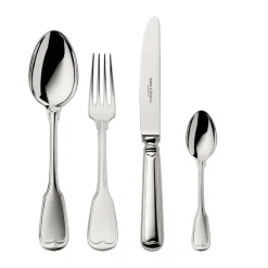 Versilbertes Besteck<Robbe & Berking 4 tlg. Garnitur Alt Faden 150 g versilbert