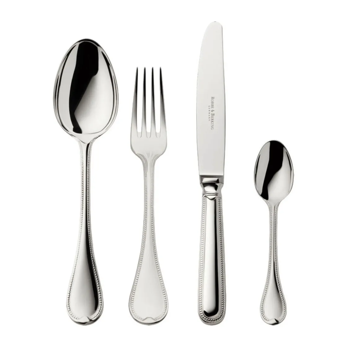 Echtsilber Besteck<Robbe & Berking Menübesteck-Set 4-tlg. Französisch-Perl 925 Sterlingsilber