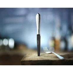 Versilbertes Besteck<Robbe & Berking Steakmesser 23 cm Martelé Frozen Black 150 g versilbert