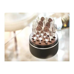 Versilbertes Besteck|Echtsilber Besteck<Robbe & Berking The Box - Belvedere 150 g versilbert inkl. 24-tlg Besteckset Frozen Black