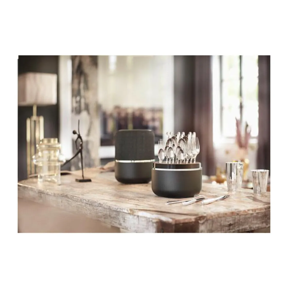 Robbe & Berking The Box - Belvedere 925 Sterlingsilber inkl. 24-tlg Besteckset Frozen Black