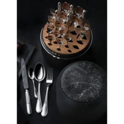 Robbe & Berking The Box - Belvedere 150 g versilbert inkl. 24-tlg Besteckset Marble Cut