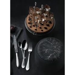 Robbe & Berking The Box - Martelé 150 g versilbert inkl. 24-tlg Besteckset Marble Cut