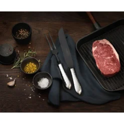 Fleischgabeln<Robbe & Berking Tranchiergabel 25 cm Martelé Frozen Black 150 g versilbert