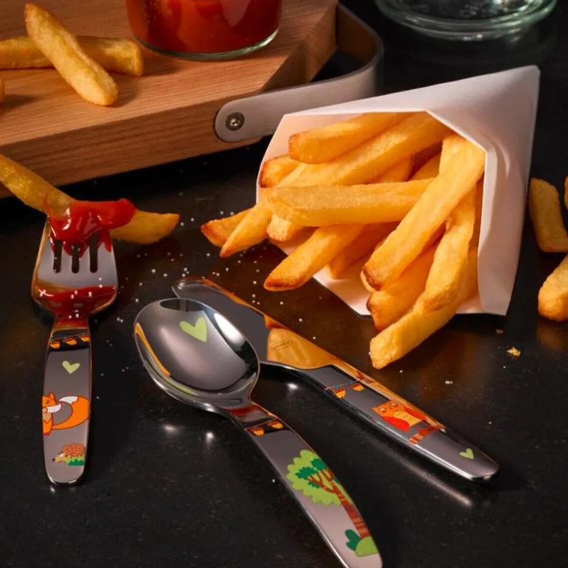 Kinderbesteck|Weihnachten<Rösle Kinderbesteck 4-tlg. Waldfreunde Edelstahl 18/10