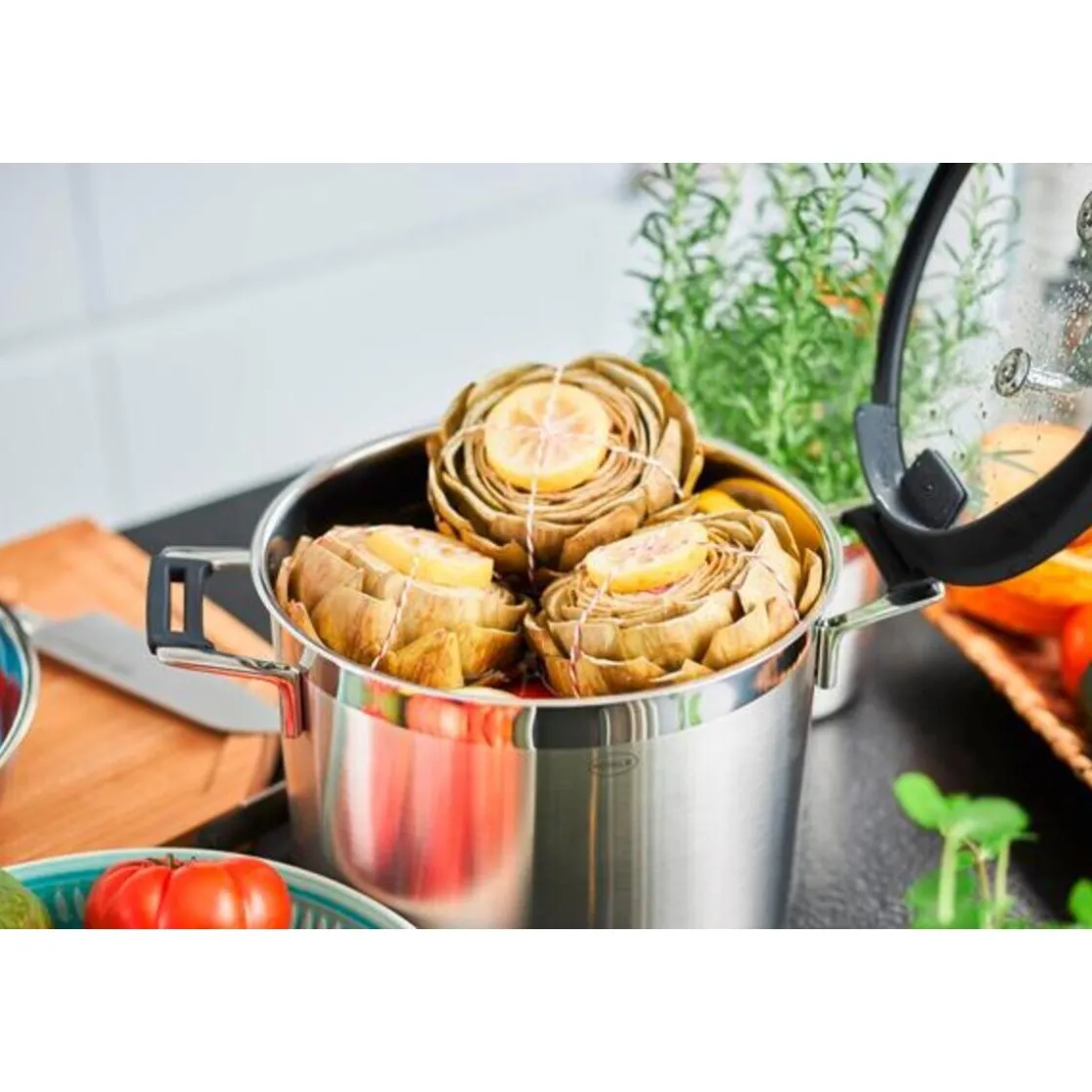 Rösle Kochtopf 24cm mit Silikonranddeckel SILENCE PRO